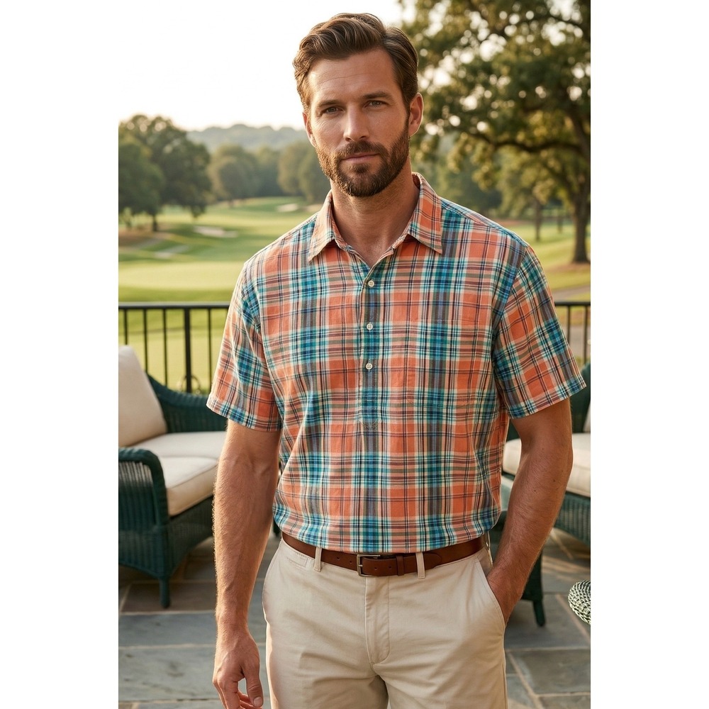 Vintage Polo Ralph Lauren Clarence Plaid Short Sleeve Shirt Men XL Preppy Casual